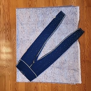 Colorado Threads Blue/Yellow Star Print Athletic Leggings, Women's Small!